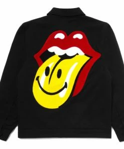 Market X Rolling Stones Smiley Chenille Garage Jacket - Black