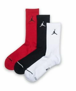 Latest Jordan Brand Jumpman Basketball Crew Socks 3 Pair - Black/Red/White