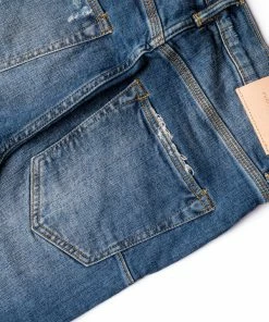 Purple Brand Low Rise Paint Blowout - Mid Indigo