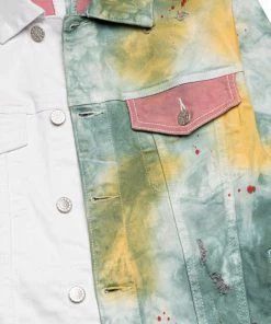 En Noir Cash Denim Jacket - Green Tiedye