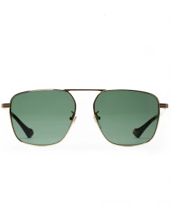 Latest Gucci Pilot Sunglasses - Gold/Green
