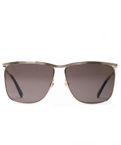 Latest Gucci Rectangle Sunglasses - Gold/Grey