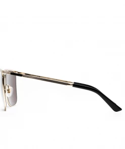 Latest Gucci Rectangle Sunglasses - Gold/Grey