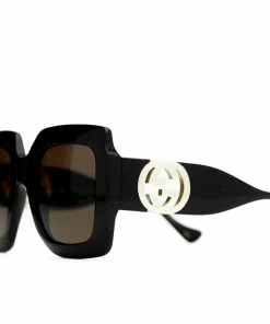 WMNS Gucci Geometric Sunglasses - Black/Brown Latest