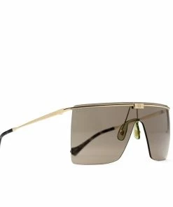 Latest Gucci Shield Sunglasses - Gold/Brown