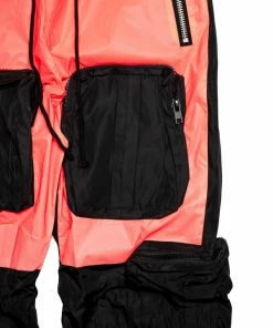 INDVLST Color Block Nylon Cargo Pants - Black/Orange Apparel