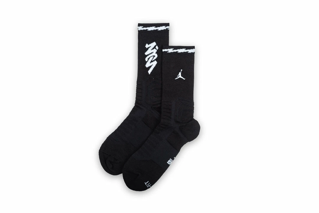 Jordan Brand Jordan Zion Flight Crew Socks - Black/White 1 Jordan Brand Jordan Zion Flight Crew Socks - Black/White