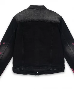 Lizoy Skull & Roses Denim Jacket - Black Apparel