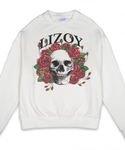 Lizoy Skull & Roses Crewneck - White