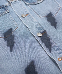 Apparel Lizoy Thunder Bolt Vintage Denim Jacket - Washed Blue