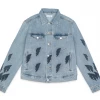Apparel Lizoy Thunder Bolt Vintage Denim Jacket - Washed Blue