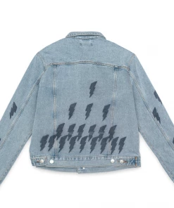 Apparel Lizoy Thunder Bolt Vintage Denim Jacket - Washed Blue