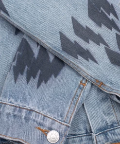 Apparel Lizoy Thunder Bolt Vintage Denim Jacket - Washed Blue