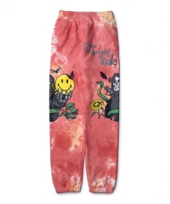 Market Smiley Look At The Bright Side Sweatpants - Pink Tie-Dye