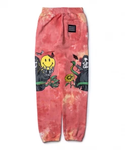 Market Smiley Look At The Bright Side Sweatpants - Pink Tie-Dye