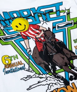 Market Smiley Polo Horserace Tee - White Latest