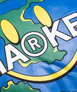 Market Printed Globe Pillow - Black/Blue Latest