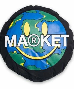 Market Printed Globe Pillow - Black/Blue Latest