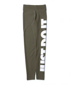 Latest WMNS Nike Sportswear Essential Graphic Leggings - Medium Olive/White