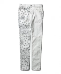 Purple Brand Low Rise Skinny - Corduroy Bandana Print Ecru