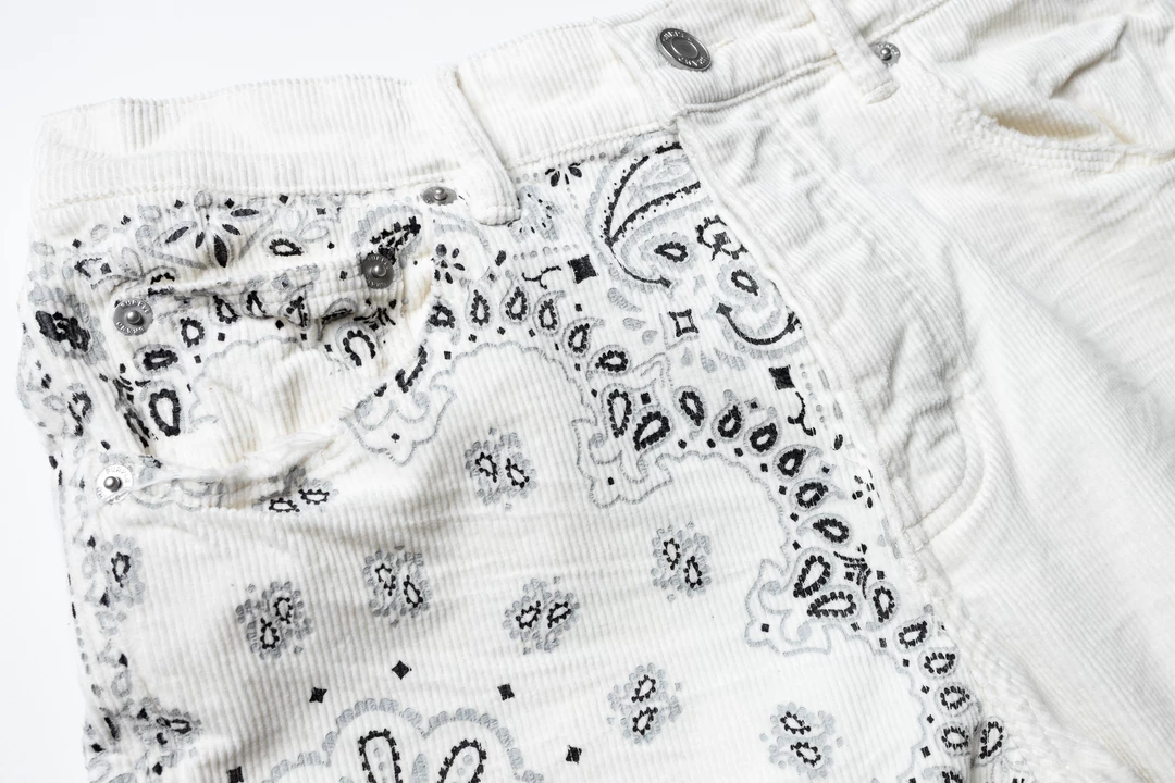 Purple Brand Low Rise Skinny - Corduroy Bandana Print Ecru 3 Purple Brand Low Rise Skinny - Corduroy Bandana Print Ecru