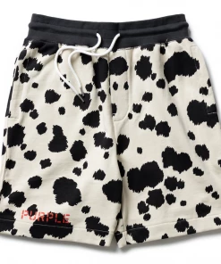 Purple Brand French Terry Cheetah Short - Cream/Black