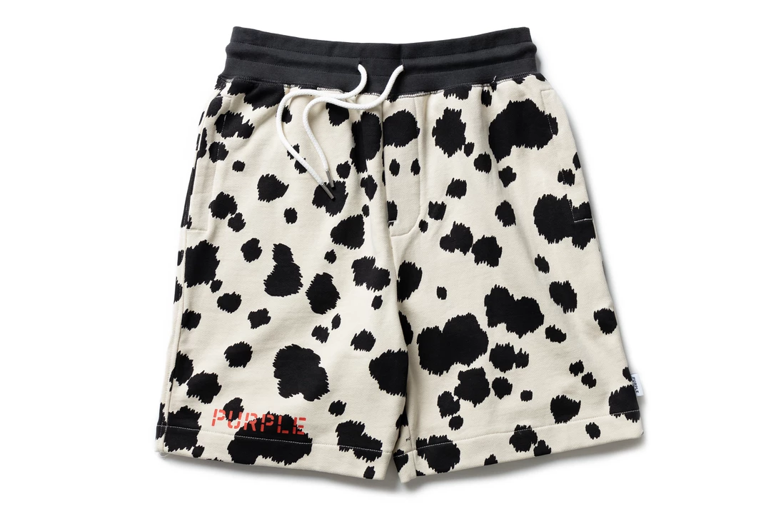 Purple Brand French Terry Cheetah Short - Cream/Black 1 Purple Brand French Terry Cheetah Short - Cream/Black
