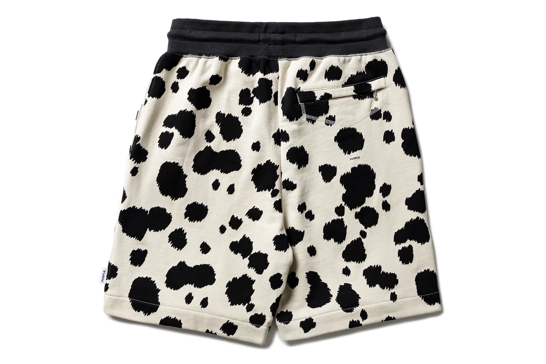 Purple Brand French Terry Cheetah Short - Cream/Black 2 Purple Brand French Terry Cheetah Short - Cream/Black
