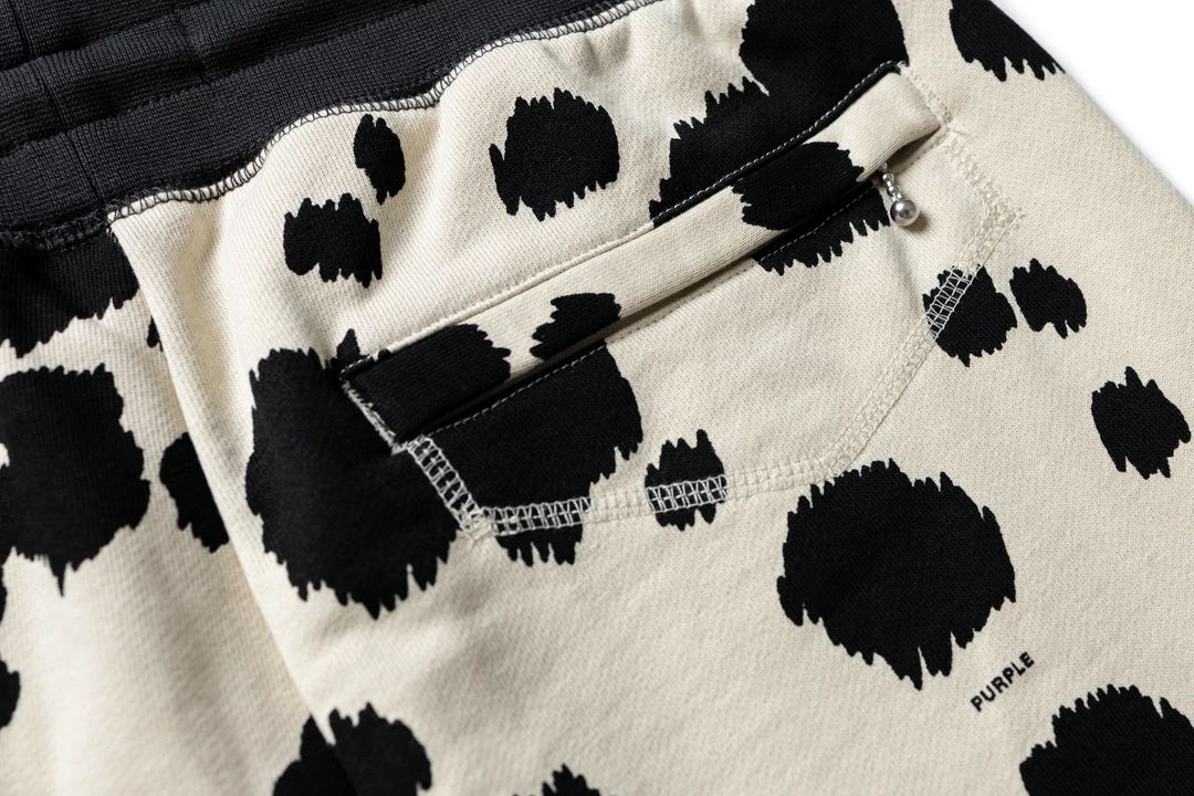 Purple Brand French Terry Cheetah Short - Cream/Black 3 Purple Brand French Terry Cheetah Short - Cream/Black