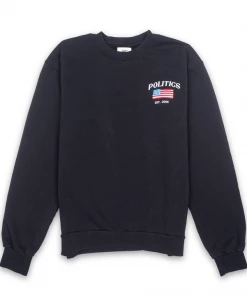 Sneaker Politics Politics American Flag Crewneck - Black