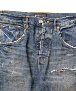 Purple Brand Mid Rise Slime Jean - Distressed Dirty Indigo Blowout