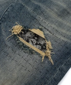 Purple Brand Low Rise Skinny Jean - Bandana Patch Print Indigo