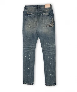 Purple Brand Low Rise Skinny Jean - Bandana Patch Print Indigo