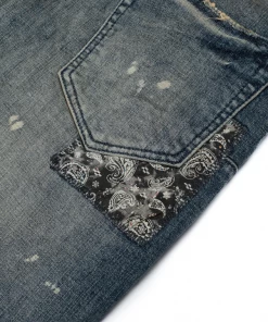 Purple Brand Low Rise Skinny Jean - Bandana Patch Print Indigo