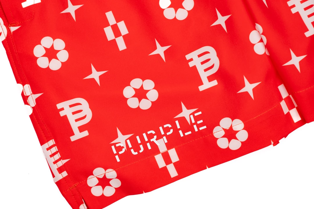 Purple Brand Red Monogram All-Around Short - Red 2 Purple Brand Red Monogram All-Around Short - Red