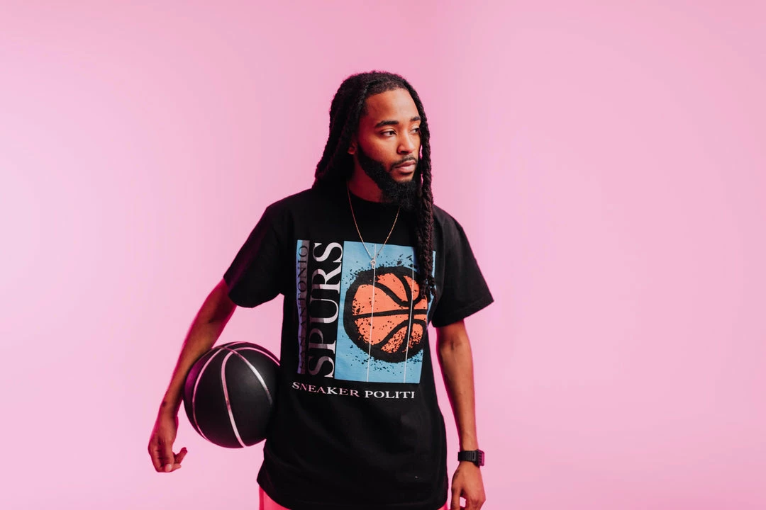 Sneaker Politics Latest Politics X San Antonio Spurs Basketball Tee - Black 4 Sneaker Politics Latest Politics X San Antonio Spurs Basketball Tee - Black