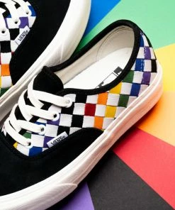 Vans Vault Authentic VLT LX 'Pride' - Woven Leather Rainbow/Marshmallow