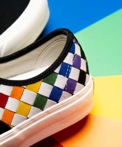 Vans Vault Authentic VLT LX 'Pride' - Woven Leather Rainbow/Marshmallow