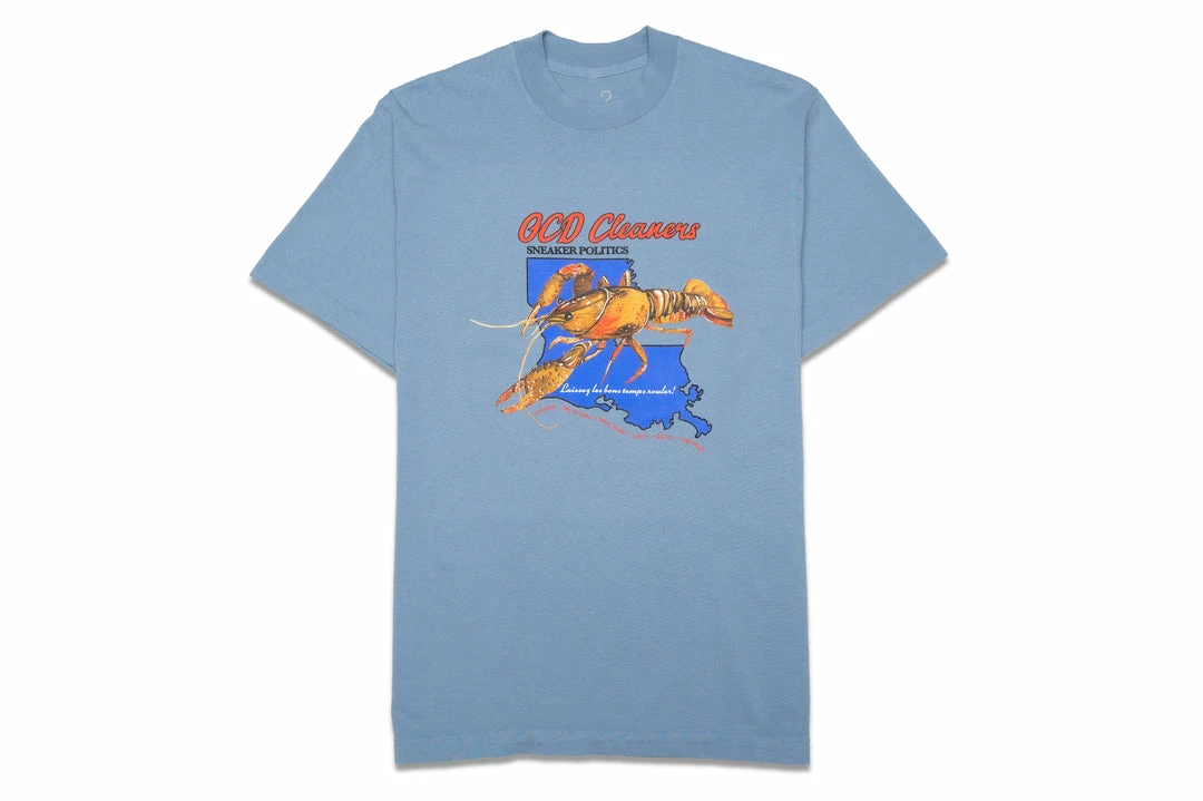 Sneaker Politics Latest Politics X OCD Cleaners Crawfish Tee - Powder Blue 1 Sneaker Politics Latest Politics X OCD Cleaners Crawfish Tee - Powder Blue