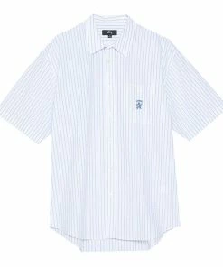 Stussy Boxy Striped Shirt - White/Blue