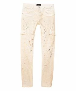 Purple Brand Mid Rise Jeans - White Dirty Cargo