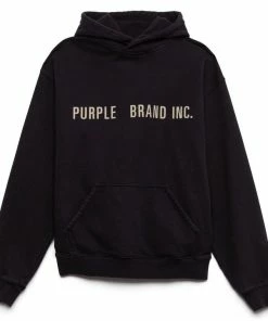 Purple Brand Artifact Embroidered Hoodie - Wash Black