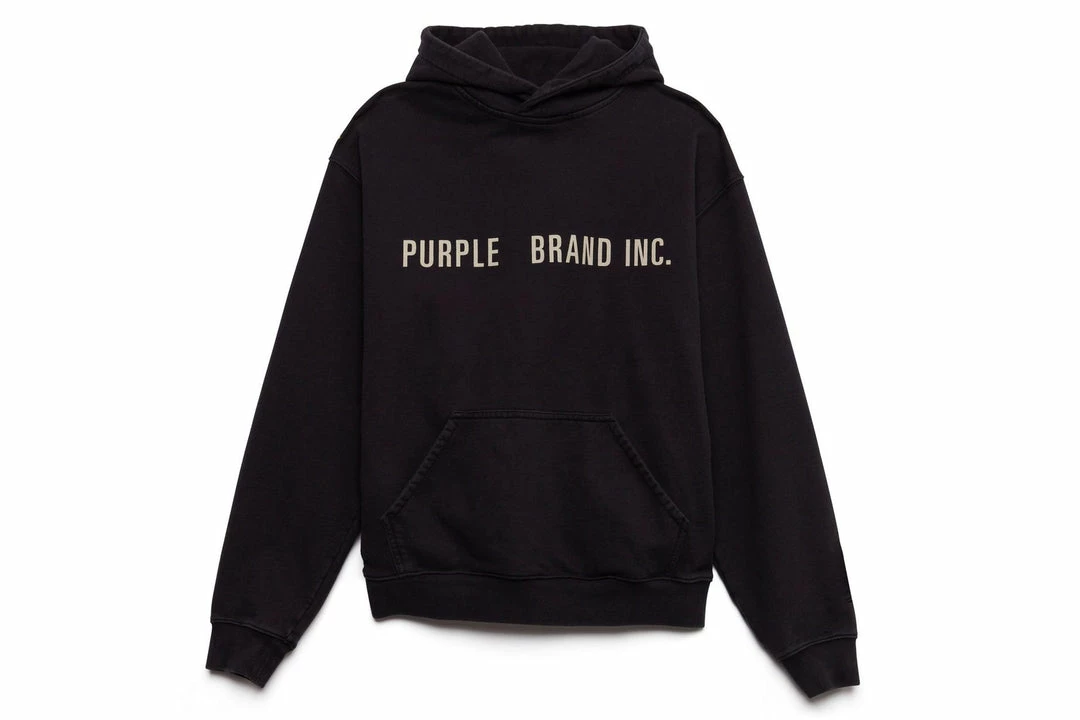 Purple Brand Artifact Embroidered Hoodie - Wash Black 1 Purple Brand Artifact Embroidered Hoodie - Wash Black