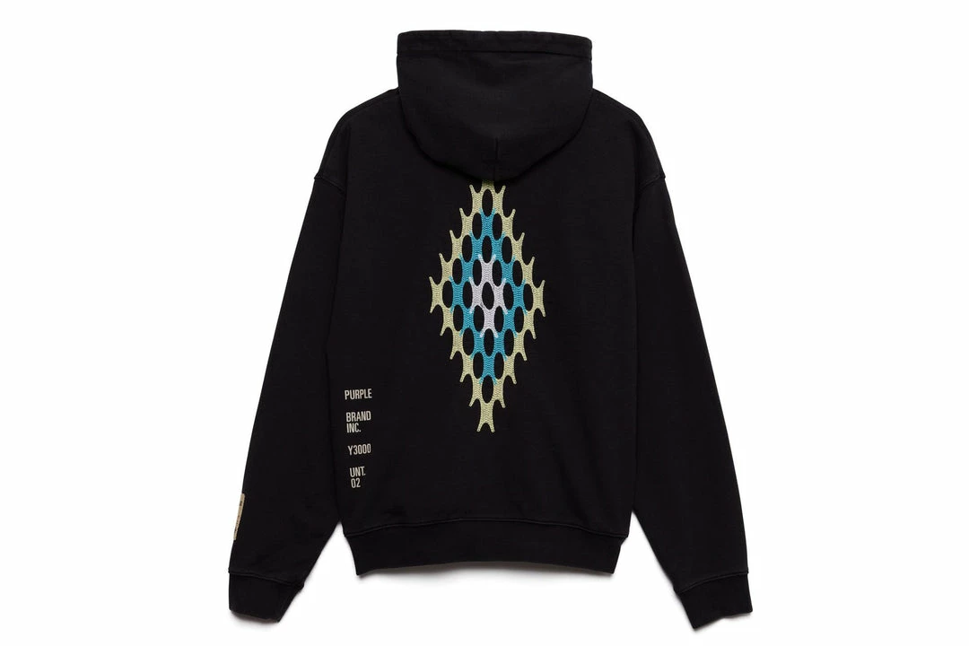 Purple Brand Artifact Embroidered Hoodie - Wash Black 2 Purple Brand Artifact Embroidered Hoodie - Wash Black