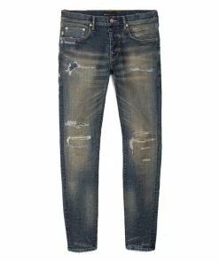 Purple Brand Slim Fit Jeans - Dirty Indigo Repair