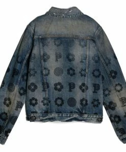 Purple Brand Fade Monogram Denim Jacket - Indigo