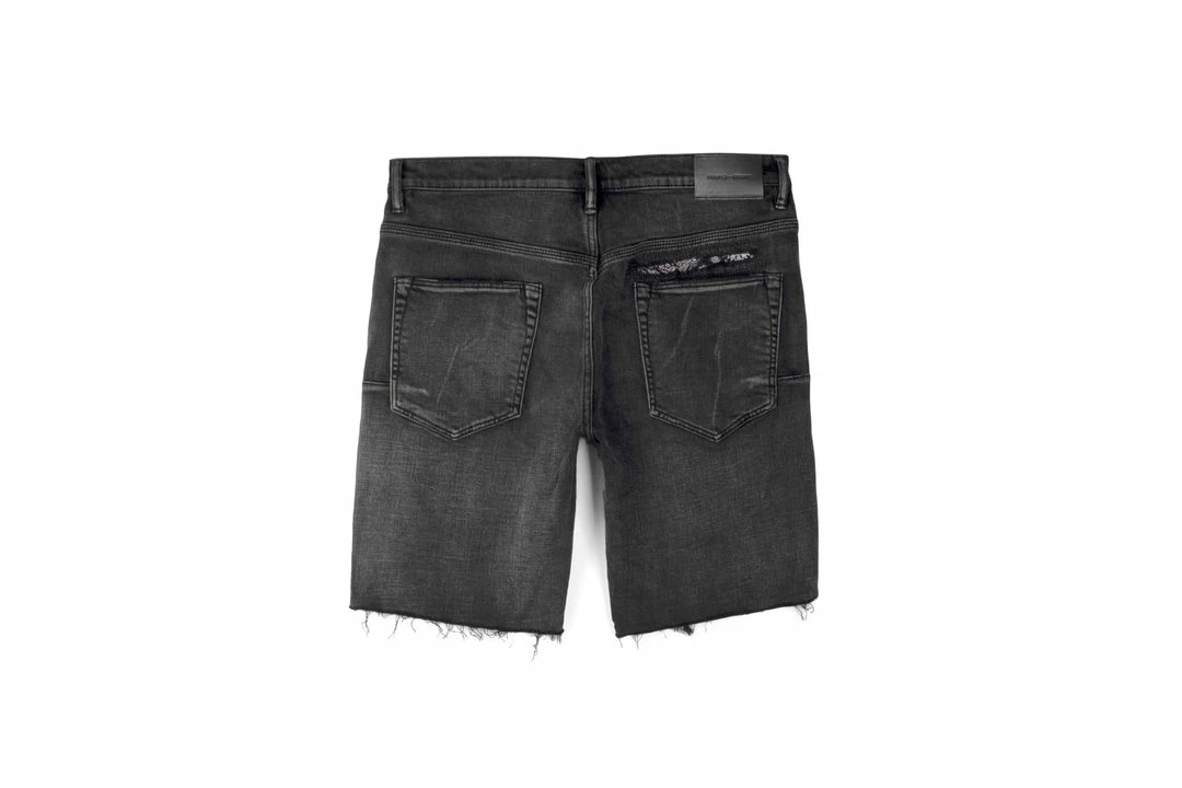 Purple Brand Mid Rise Bandana Patchwork Shorts - Black 2 Purple Brand Mid Rise Bandana Patchwork Shorts - Black