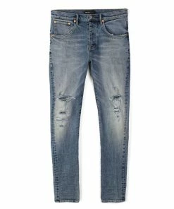 Purple Brand Mid Rise Jeans - Indigo Flannel Repair