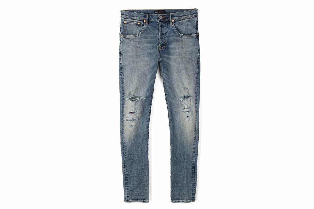 Purple Brand Mid Rise Jeans - Indigo Flannel Repair 1 Purple Brand Mid Rise Jeans - Indigo Flannel Repair