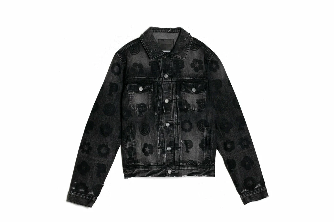 Purple Brand Full Monogram Denim Jacket - Black 1 Purple Brand Full Monogram Denim Jacket - Black